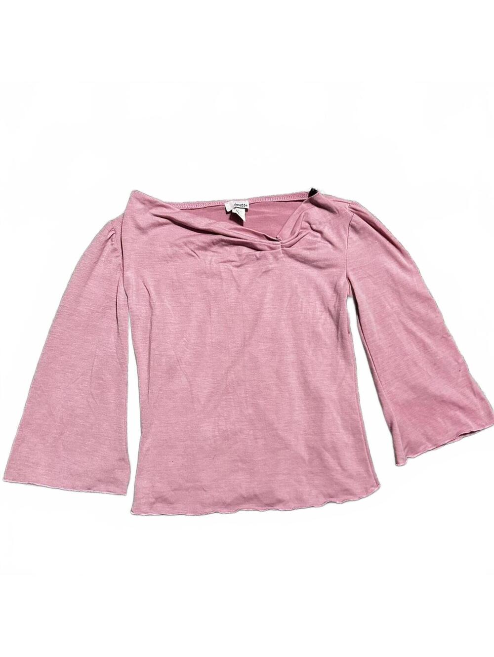 Y2K Vintage Feminine Pink Bell Sleeve Blouse by Janette USA Size S